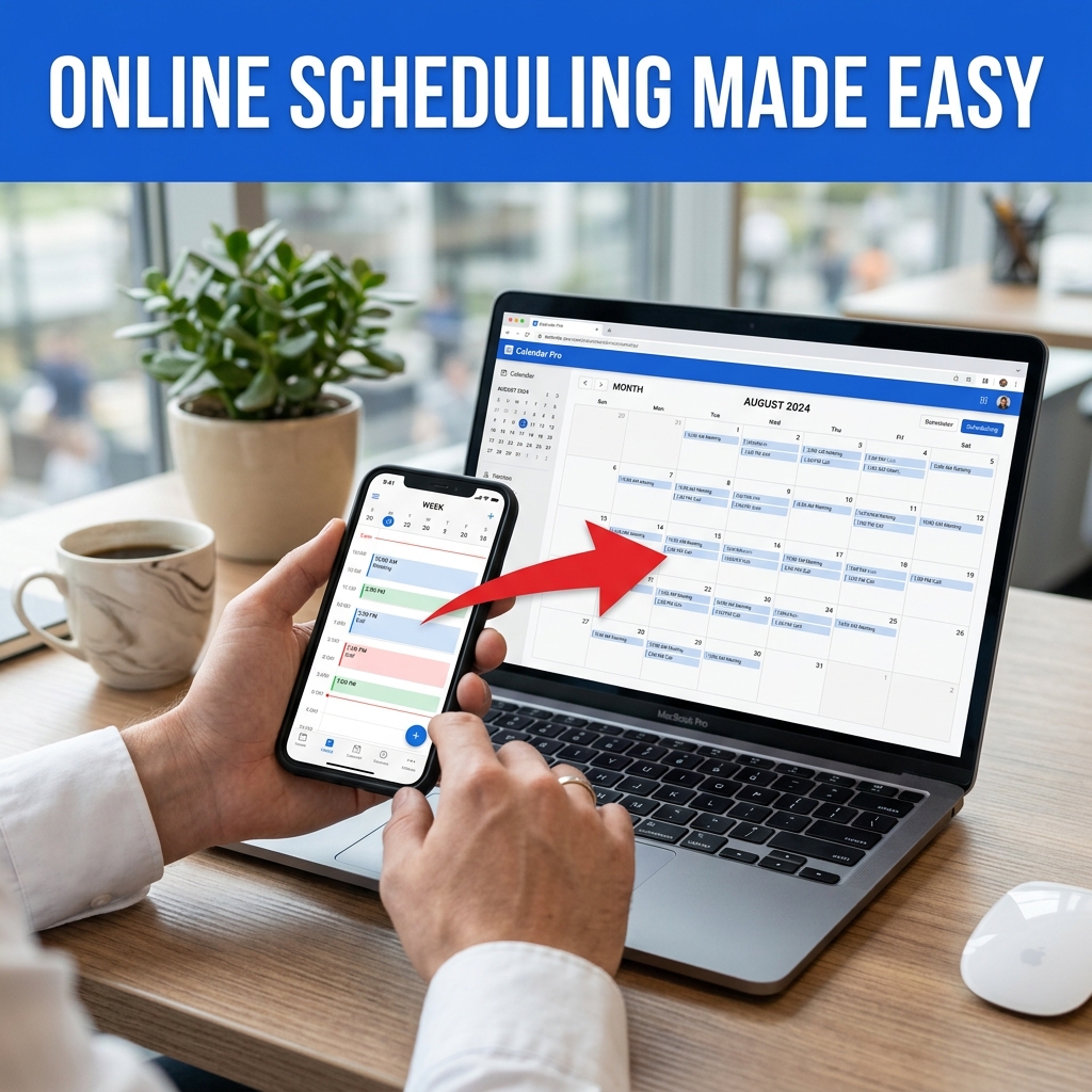 Patient scheduling an appointment online via a mobile device